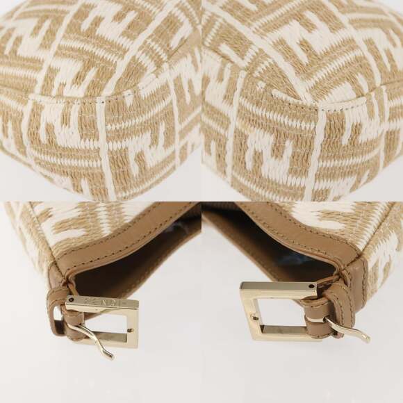 FENDI Zucca Canvas Shoulder Bag Straw Beige Gold - Picture 10 of 13